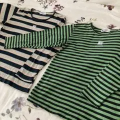 ミセスボーダー長袖カットソー長袖Tペナペナでない外出着品良くカジュアル2枚組