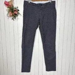 ザラマン ブラックタグ　総柄パンツ　【M】EUR30　ネイビー　ドット柄　スリム