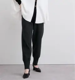 ユアーズ　ブラック ニットジョガーパンツ M