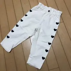 ホワイト ハート刺繍 長ズボン