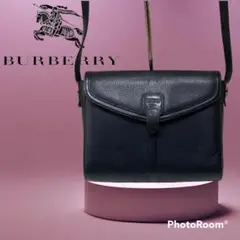 BURBERRYS バーバリーズ ブラックレザー ショルダーバッグ フォースロゴ