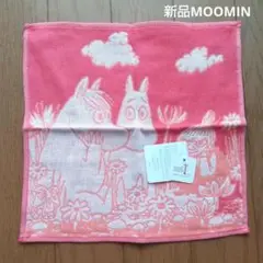 ムーミン タオルハンカチ ピンク 新品