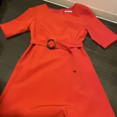 美品 ♡ M.deux 赤 ベルト付き Aラインワンピース