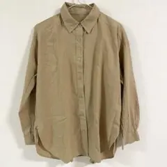 《GU》リネンブレンドオーバーサイズシャツ(長袖) 32 BEIGE