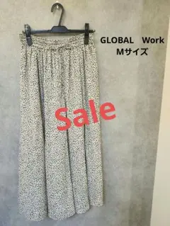 GLOBAL　Work　さらさらリラックスフレアワイドパンツ