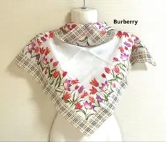 未使用Burberryハンカチ 花柄チューリップ ノバチェック