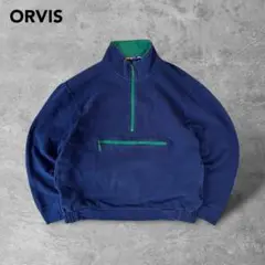 00sORVIS古着ハーフジップアノラック型プルオーバーカットソーネイビー緑