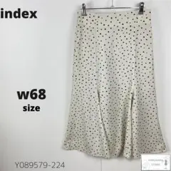 美品 index インデックス ロングスカート フレア バックゴム L ドット柄