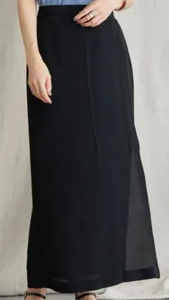 【未使用】ジョーゼットラップ風スリムスカート　ブラック　Lサイズ