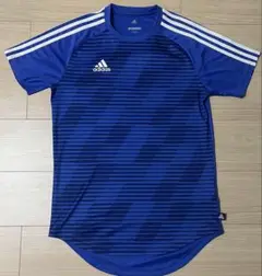 adidas Climalite 青 ストライプ 半袖シャツ