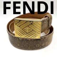 【希少美品】FENDI フェンディ バックル ベルト リザードレザー 正規品