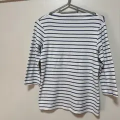 ストライプデザイン 五分袖Tシャツ M