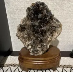 天然石のモリオンの置物 木製台座付き