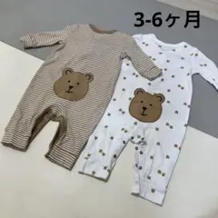 baby GAP 3-6ヶ月 クマ刺繍ストライプロンパース2点セット
