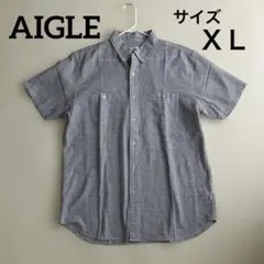AIGLE メンズ チェック柄 半袖シャツ XL