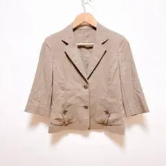 ☆ MOKA(7/S) 薄手 ジャケット ２つボタン ポケットあり 肩パッド 緑