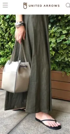 最終お値下げ【美品】UNITED ARROWS リネンマキシスカート　カーキ