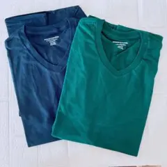 ⭐︎ Tシャツ Vネック 半袖 2枚セット ネイビー グリーン