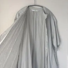 ロングシャツワンピ　麻混　アイスグレー