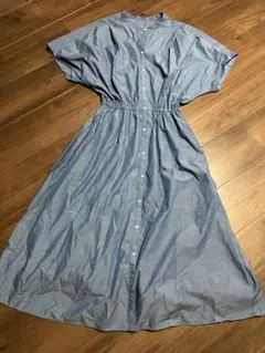 美品✨アーバンリサーチ リネンブレンドギャザーワンピース ブルー Sサイズ