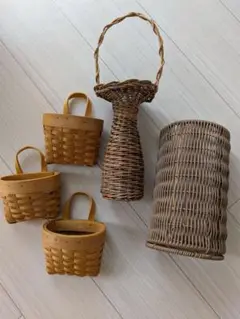 カゴ　花瓶　消臭剤カバー　ラタン　PPラタン　3COINS