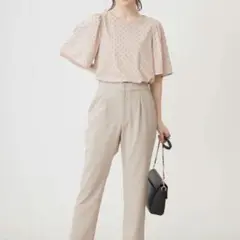 美品【接触冷感・吸水速乾・UVケア】エアリードレープスムース フレア袖 ブラウス