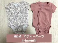 H&M ボディースーツ　70サイズ　花柄　リブ