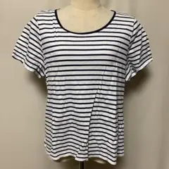 Juriae ボーダーカットソー ホワイト 3L
