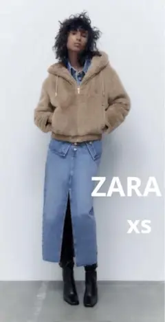 新品未使用★ZARA フェイクファー フーデッド ジャケット