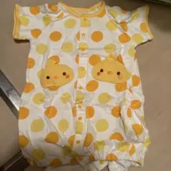 ドット柄ひよこロンパース 50-60cm