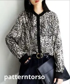 patterntorso サラサ柄バイカラーシャツ 長袖