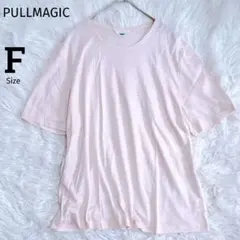 レディース 半袖Tシャツ 薄手 麻混 ピンク F