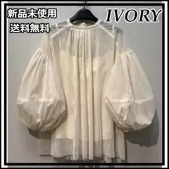 シアー トップス パフスリーブ 新品 透け感 バルーン 袖 ホワイト 長袖 人気