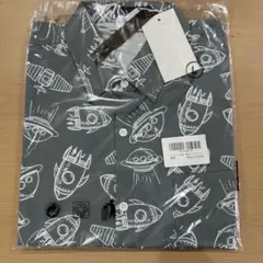 宇宙船プリント 半袖シャツ Lサイズ グリーン