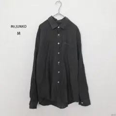 ミスタージュンコ|メンズ 長袖シャツ【M】綿 ダークグリーン ブランドロゴ刺繍