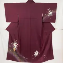 ☆訪問着☆ 正絹 綸子 あずき色 紋無し 815