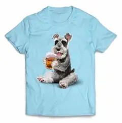 ビールを飲むシュナウザー 犬 いぬ お酒 Tシャツ メンズ レディース キッズ