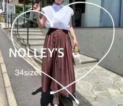 【NOLLEY'S】ソフトオーガンジーシャーリングスカート　ブラウン