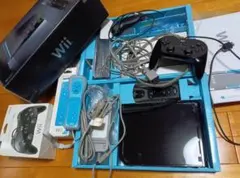 【値下げ】美品ニンテンドーwii 本体セット黒水色リモコン＋コントローラーpro