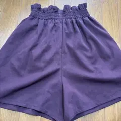 パープル ウエストリボン ショートパンツ