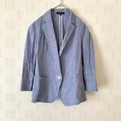 ボナジョルナータ テーラードジャケット　リネン　春夏ジャケット　L シンプル　青