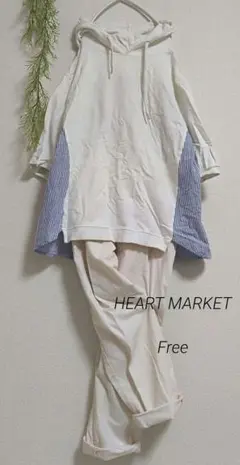 HEART MARKET ストライプ 切り替え パーカー 半袖