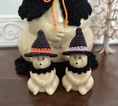 ミニ⭐︎しろくま貯金箱⭐︎ならぶんです⭐︎ハロウィン⭐︎とんがり魔女帽子とつけ襟2個