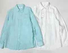 UNIQLO メンズ プレミアムリネンシャツ 2枚セット L 麻 長袖