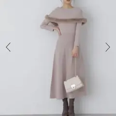 プロポーション　ニットワンピース　ケープ　ファー　ピンク　M 2way