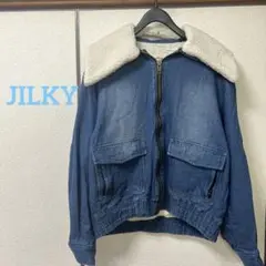 【美品】JILKY レディース　デニムジャケット　モコモコ　襟ボア