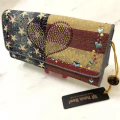 新品タグ有✨ThinkBee!シンクビー!星条旗長財布　ハート型ラインストーン
