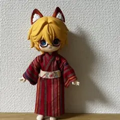 1/12サイズ ドール浴衣 川越唐桟　赤