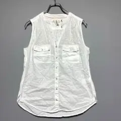 エイチアンドエム　美品　ホワイトドット柄ノースリーブシャツ　透け感あり　夏