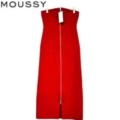 新品 タグ付き moussy ジップアップ ニットドレス レッド M